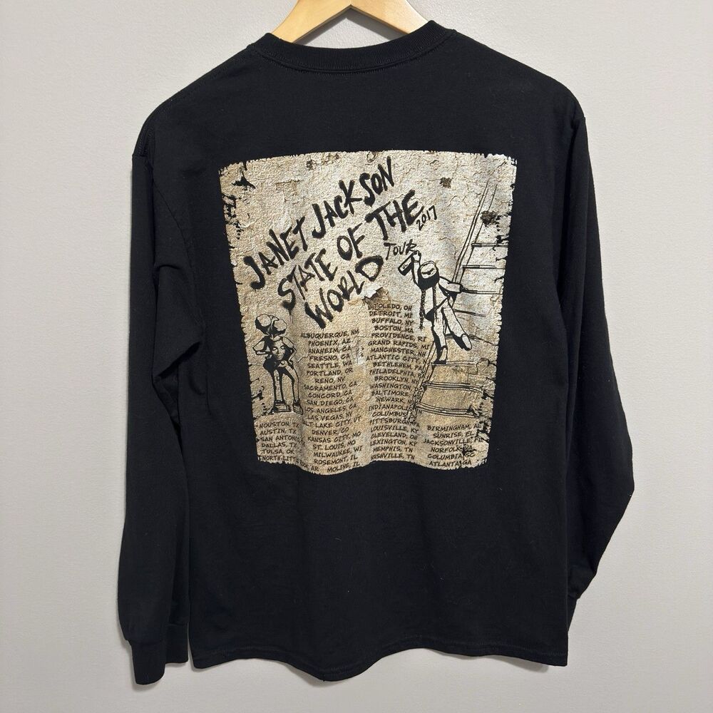 Janet Jackson 2017 State Of The World Tour Long Sleeve Double Sided Tee Medium - Picture 2 of 3